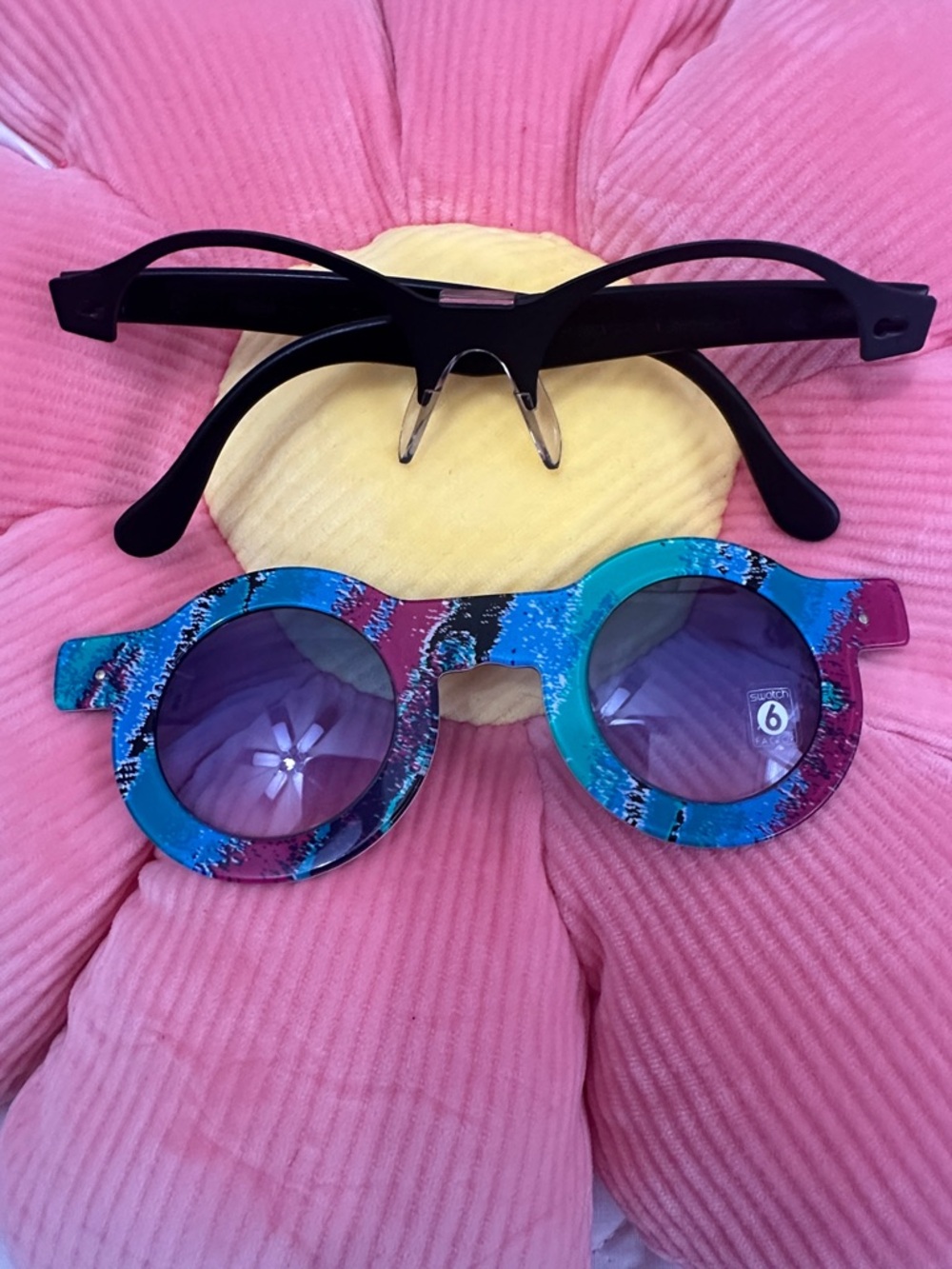 Swatch Round Colorblock Sunglasses - Blue Teal Purple